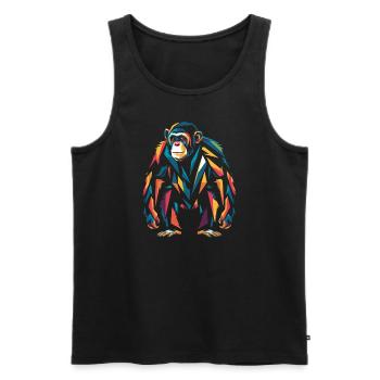 Œuvre d’art de portrait de chimpanzé coloré - Débardeur bio Premium Homme - noir - Devant - Michal (187cm)