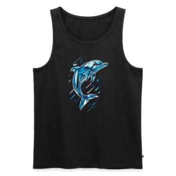 Geometric Dolphin in Blue Tones - Men's Premium Organic Tank Top - black - Front - AI Model Male 178 light (178cm)