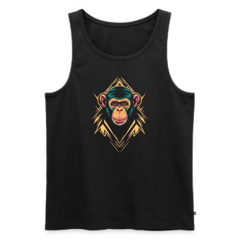 Monkey Head with Geometric Shapes - Men's Premium Organic Tank Top - black - Front - AI Model Male 178 light (178cm)
