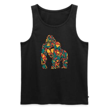 Colorful Geometric Gorilla - Men's Premium Organic Tank Top - black - Front - Michal (187cm)