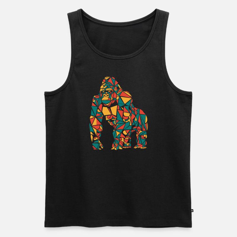 Bunter Geometrischer Gorilla - Männer Premium Bio Tank Top - Schwarz