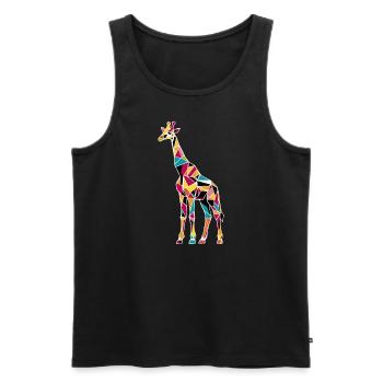 Bunte Giraffenmosaik Kunstwerk - Männer Premium Bio Tank Top - Schwarz - Vorne - AI Model Male 178 light (178cm)