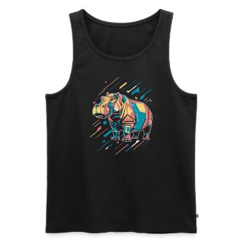 Bunter Geometrischer Hippo Mit Farbspritzern - Männer Premium Bio Tank Top - Schwarz - Vorne - AI Model Male 178 light (178cm)