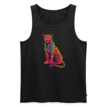 Colorful Geometric Leopard - Men's Premium Organic Tank Top - black - Front - AI Model Male 178 light (178cm)