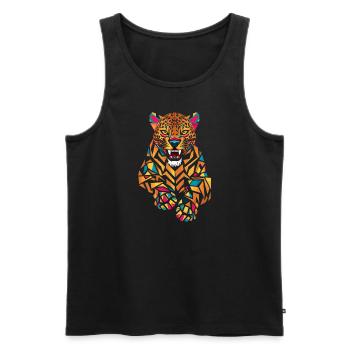 Colorful Geometric Jaguar in Leap - Men's Premium Organic Tank Top - black - Front - Michal (187cm)
