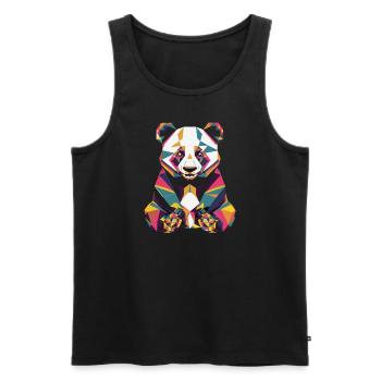 Colorful Geometric Panda Artwork - Men's Premium Organic Tank Top - black - Front - AI Model Male 178 light (178cm)