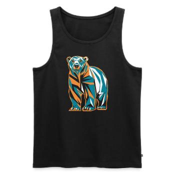 Bunter Bär im Geometrischen Stil - Männer Premium Bio Tank Top - Schwarz - Vorne - AI Model Male 178 light (178cm)