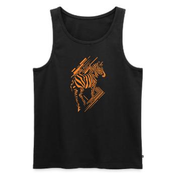 Modern zebra pattern in orange - Men's Premium Organic Tank Top - black - Front - AI Model Male 178 light (178cm)