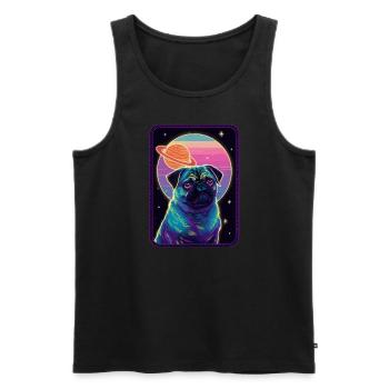 Animal Art Planet Fantasy Artwork: Pug with - Men's Premium Organic Tank Top - black - Front - AI Model Male 178 light (178cm)