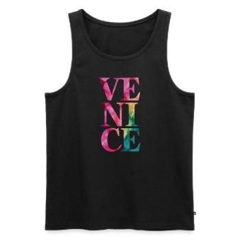 Venise Souvenir Style Aquarelle - Débardeur bio Premium Homme - noir - Devant - Michal (187cm)
