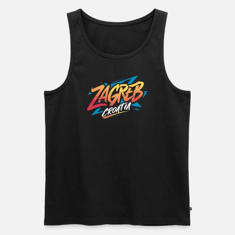 Zagreb Croatia Souvenir - Männer Premium Bio Tank Top - Schwarz