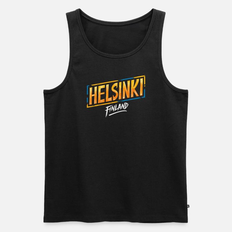 Helsinki Finland Souvenir - Männer Premium Bio Tank Top - Schwarz