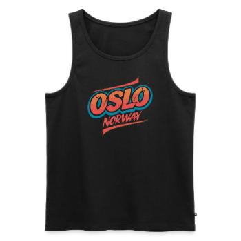 Oslo Norway Souvenir for Travelers - Men's Premium Organic Tank Top - black - Front - Michal (187cm)