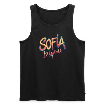 Sofia Bulgaria Souvenir - Men's Premium Organic Tank Top - black - Front - Michal (187cm)
