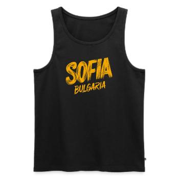 Sofia Bulgaria Souvenir - Men's Premium Organic Tank Top - black - Front - Michal (187cm)