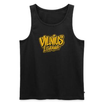 Vilnius Lithuania souvenir lettering - Men's Premium Organic Tank Top - black - Front - AI Model Male 178 light (178cm)
