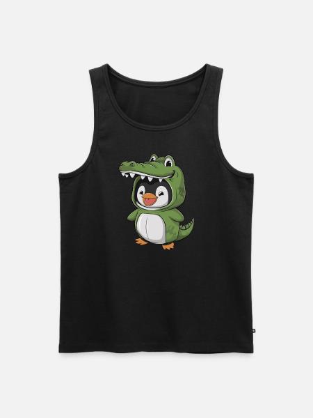 Penguin in Crocodile Costume - Men's Premium Organic Tank Top - black