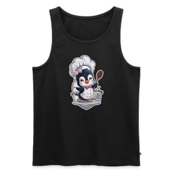 Penguin chef with chef's hat and spoon - Men's Premium Organic Tank Top - black - Front - AI Model Male 178 light (178cm)