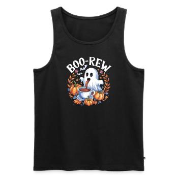 Halloween Boo-Rew Geist Mit Kaffee Und Kürbissen - Männer Premium Bio Tank Top - Schwarz - Vorne - AI Model Male 178 light (178cm)