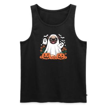 Carlin de citrouilles fantômes de chien d'Halloween - Débardeur bio Premium Homme - noir - Devant - AI Model Male 178 light (178cm)