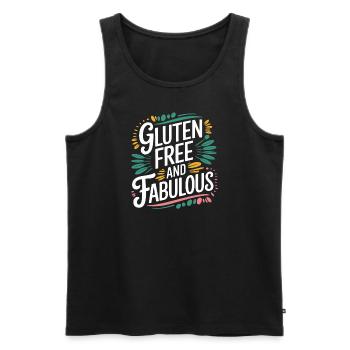 Gluten Free and Fabulous Motif - Men's Premium Organic Tank Top - black - Front - AI Model Male 178 light (178cm)