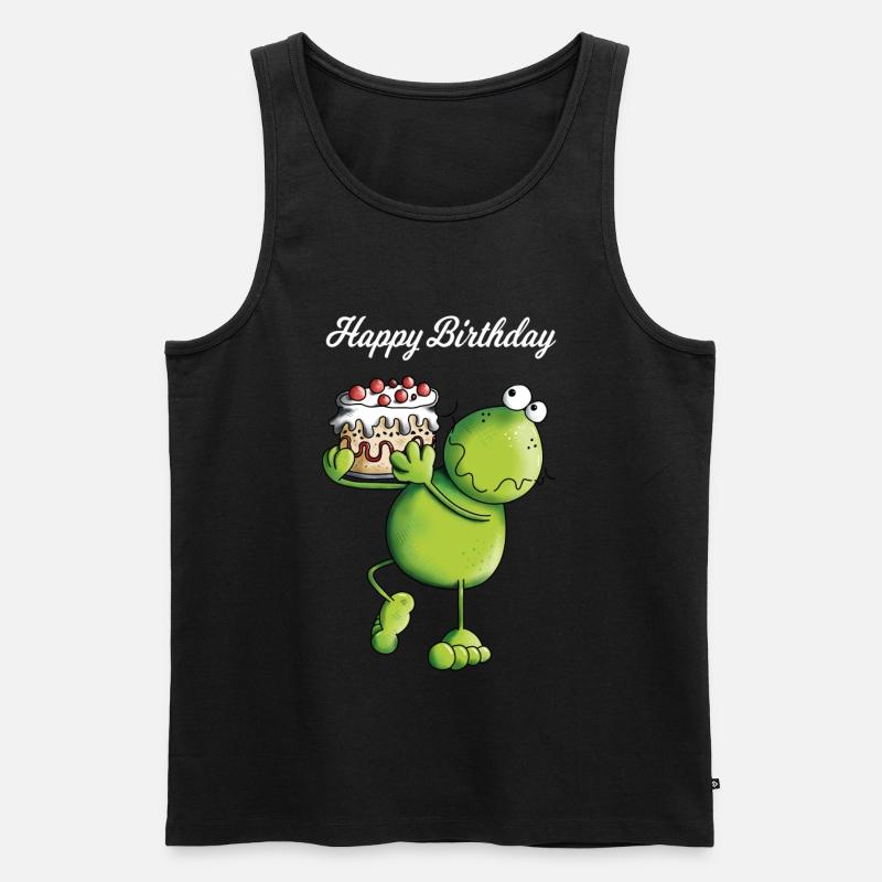 Frosch trägt Kuchen - Männer Premium Bio Tank Top - Schwarz