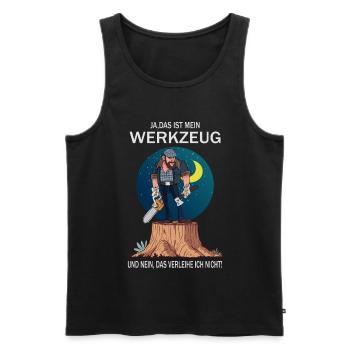 Lumberjack and his tools - Men's Premium Organic Tank Top - black - Front - Michal (187cm)