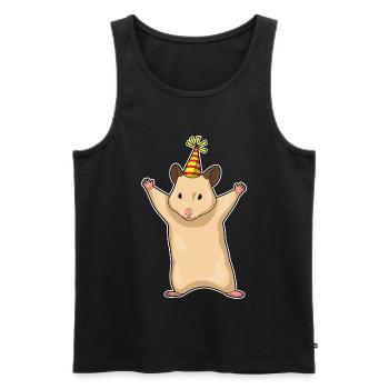 Chapeau de fête d’anniversaire de hamster - Débardeur bio Premium Homme - noir - Devant - Michal (187cm)