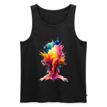 Color needs no words - Farbe braucht keine Worte - Männer Premium Bio Tank Top - Schwarz - Vorne - Michal (187cm)