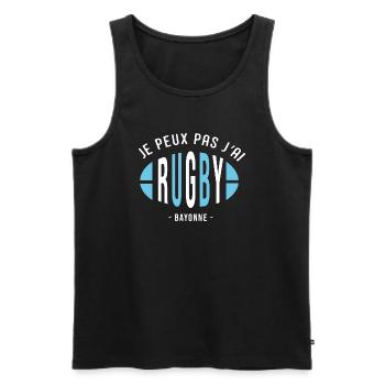 Rugby Bayonne Je peux pas j ai rugby bayonnais - Débardeur bio Premium Homme - noir - Devant - AI Model Male 178 light (178cm)