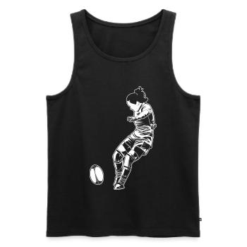 Joueuse de rugby filles - Débardeur bio Premium Homme - noir - Devant - AI Model Male 178 light (178cm)