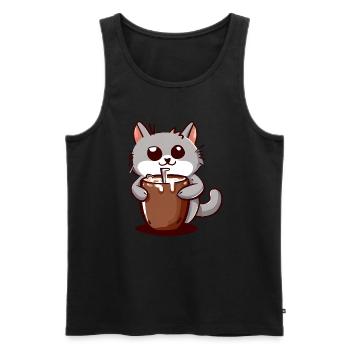 Chat de cacao - Débardeur bio Premium Homme - noir - Devant - Michal (187cm)