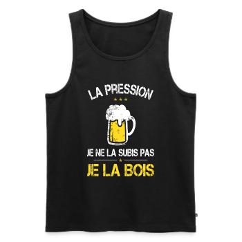 La Pression je ne la Subis Pas - Je la bois - Débardeur bio Premium Homme - noir - Devant - Michal (187cm)