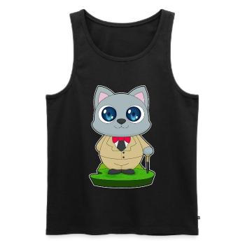 Canne de marche pour pensionnaires chats - Débardeur bio Premium Homme - noir - Devant - Michal (187cm)