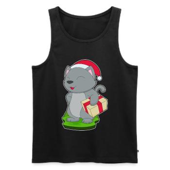 Forfait Noël chat - Débardeur bio Premium Homme - noir - Devant - Michal (187cm)