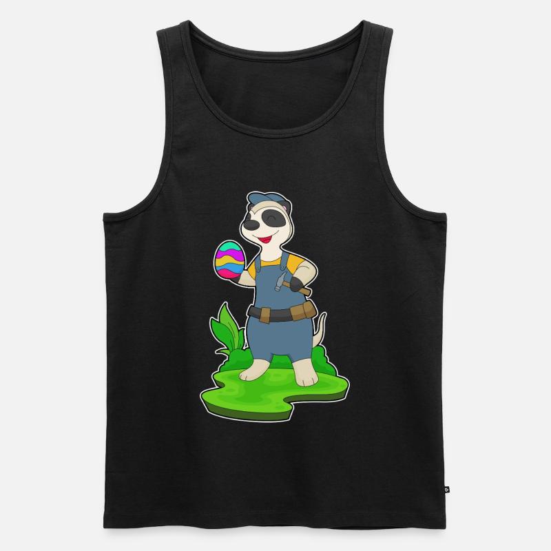 Erdmännchen Ostern Handwerker - Männer Premium Bio Tank Top - Schwarz