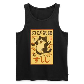 Sushi, Chat, Kawaii, Harajuku, Art Japonais - Débardeur bio Premium Homme - noir - Devant - AI Model Male 178 light (178cm)