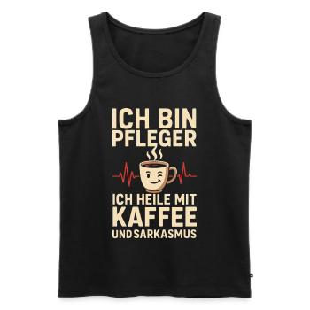 Coffee Lover Caregiver Humor Design - Men's Premium Organic Tank Top - black - Front - AI Model Male 178 light (178cm)