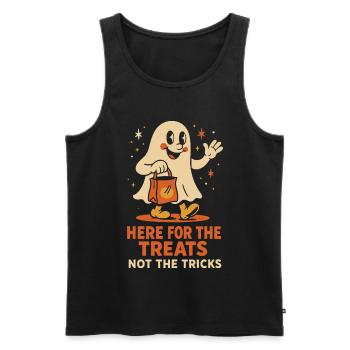 Hier für die Leckereien, nicht für die Tricks, süßes Halloween - Männer Premium Bio Tank Top - Schwarz - Vorne - Michal (187cm)