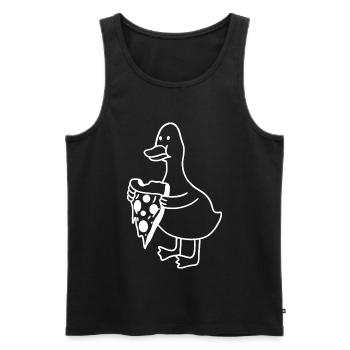 Duck with Pizza Sketch – Funny Animal Cartoon - Men's Premium Organic Tank Top - black - Front - AI Model Male 178 light (178cm)
