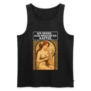 Pin-up woman with coffee in Art Nouveau style - Men's Premium Organic Tank Top - black - Front - AI Model Male 178 light (178cm)