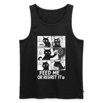 Feed Me Or Regret It Cat - Men's Premium Organic Tank Top - black - Front - AI Model Male 178 light (178cm)