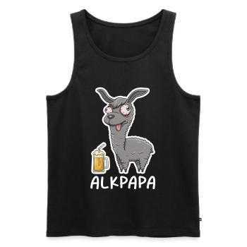 Alkpapa Alpaga avec chope de bière – Diction drôle - Débardeur bio Premium Homme - noir - Devant - Michal (187cm)