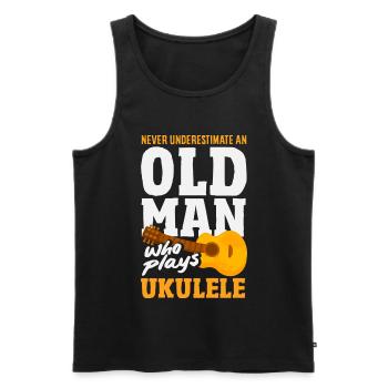 Designs et expressions amusantes de ukulélé - Débardeur bio Premium Homme - noir - Devant - Michal (187cm)