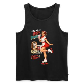 50s Diner Pin-Up on Roller Skates - Men's Premium Organic Tank Top - black - Front - Michal (187cm)