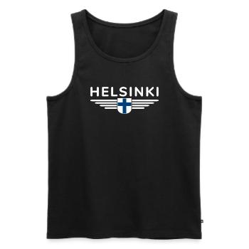Helsinki Design – Nordische Eleganz - Männer Premium Bio Tank Top - Schwarz - Vorne - AI Model Male 178 light (178cm)