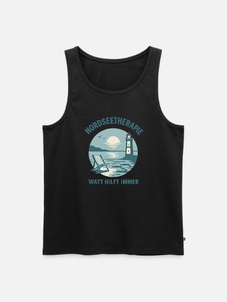Nordseetherapie - Watt hilft immer - Männer Premium Bio Tank Top - Schwarz