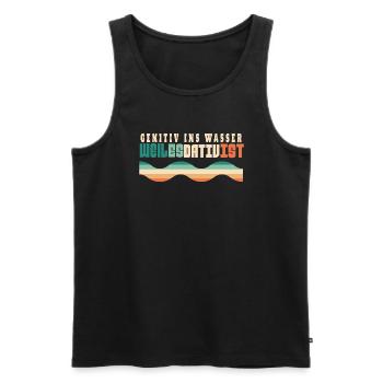 Deutsch Humor Genitiv Ins Wasser Weil Es Dativ Ist - Männer Premium Bio Tank Top - Schwarz - Vorne - AI Model Male 178 light (178cm)