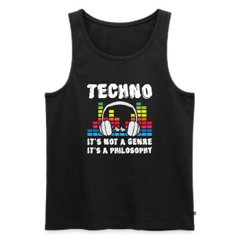 Techno Music not Genre but Philosophy - Men's Premium Organic Tank Top - black - Front - AI Model Male 178 light (178cm)