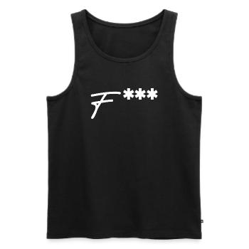 Fuck | zensiert, Provokation, lustige Sprüche - Männer Premium Bio Tank Top - Schwarz - Vorne - AI Model Male 178 light (178cm)